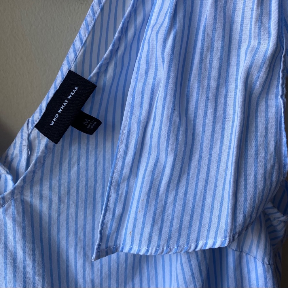 Who What Where stripe button-back shoulder-bow top - Picture 9 of 16